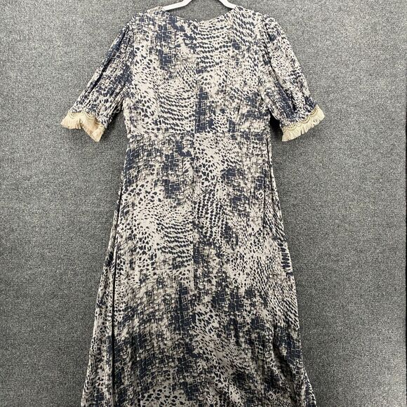 Express Dress Womens M Gray Print V-Neck Hi Low Ladies Cottagecore Boho Peasant - Picture 5 of 12